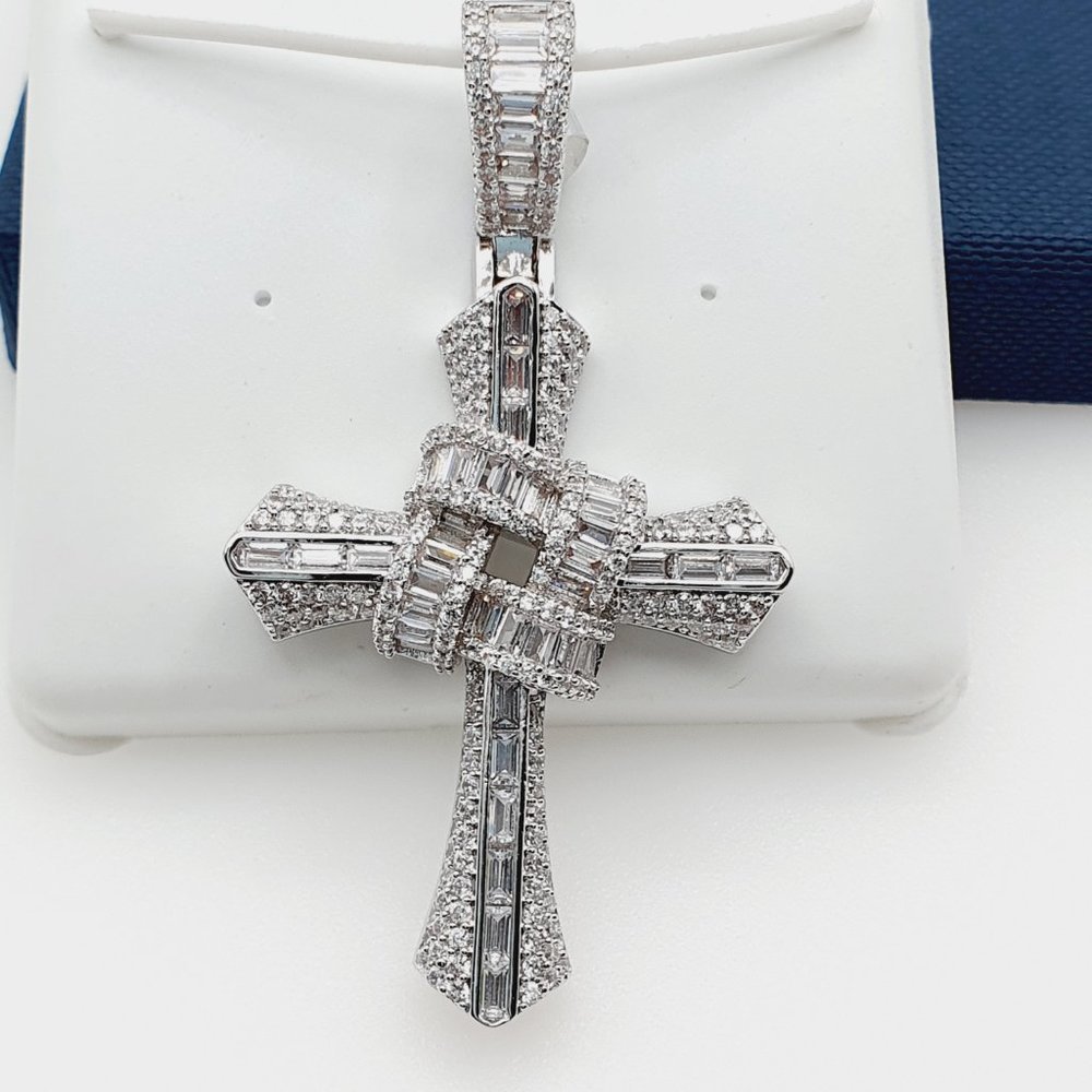 925 Sterling Silver Plated CZ Pendant, EVBRS589 - Picture 5 of 11